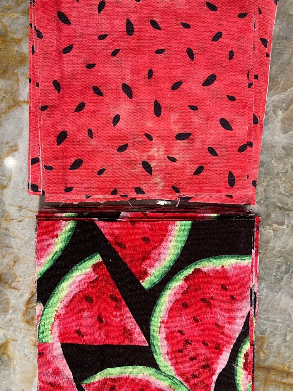60 Precut 5" Quilt Squares Red Watermelon Fruit Print Craft Fabric Lot